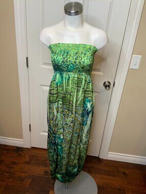 Johnny Was Jade Winonna Green Floral Maxi Dress NWT $435, Size Medium